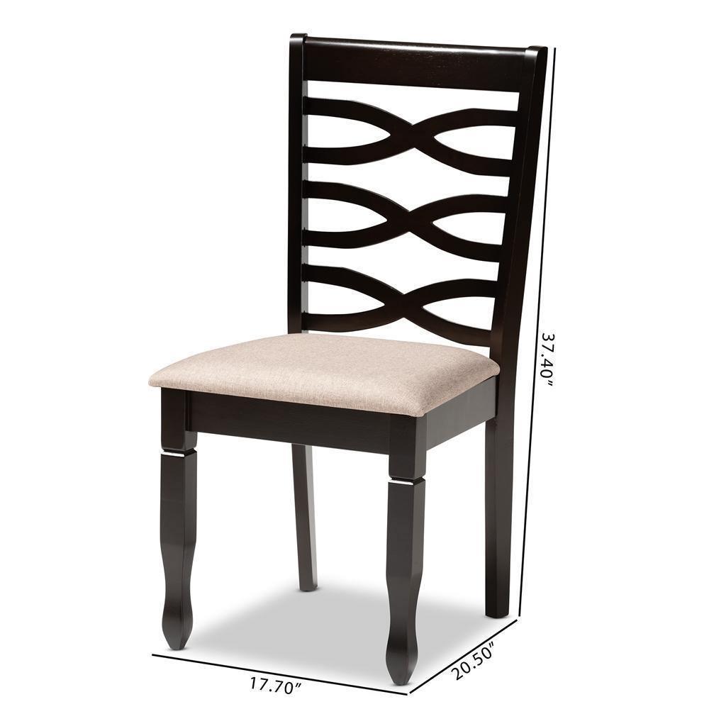 Lanier Modern and Contemporary Sand Fabric Upholstered Dark Brown Finished 2-Piece Wood Dining Chair Set FredCo