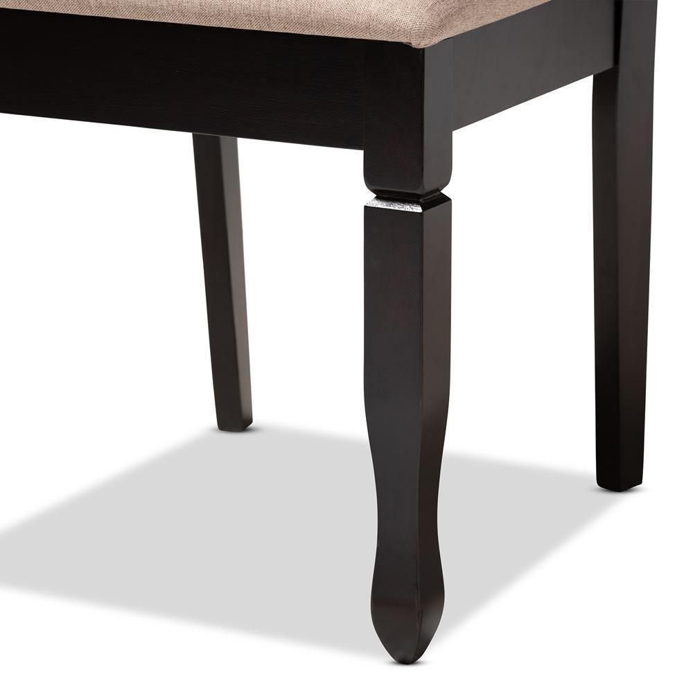 Lanier Modern and Contemporary Sand Fabric Upholstered Espresso Brown Finished Wood Dining Chair Set of 4 FredCo
