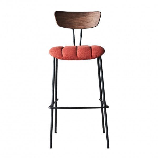 Lara Bar Stool w Wooden Back and Upholstered Seat CHMS024 BAR RED FredCo