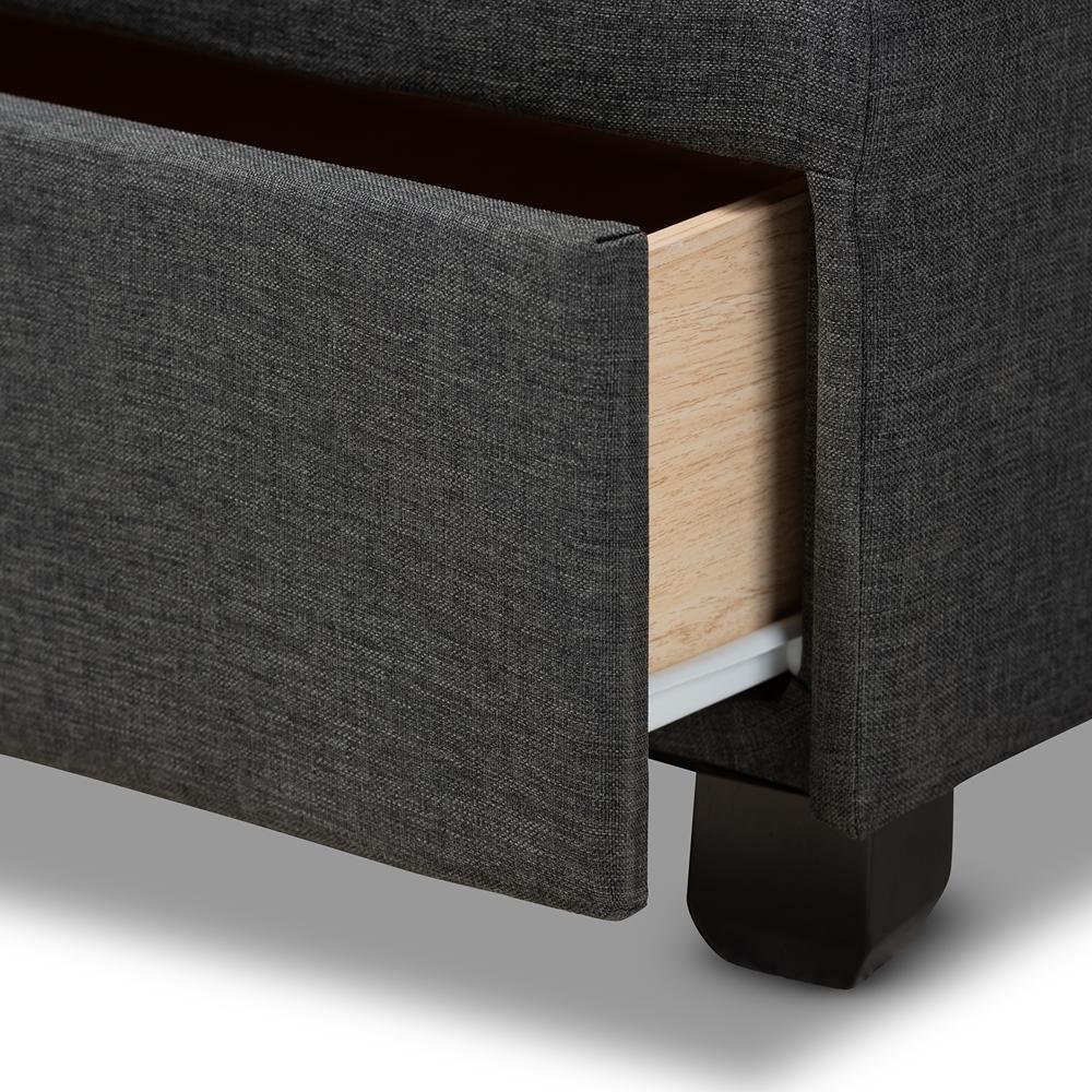 Larese Dark Grey Fabric Upholstered 2-Drawer Queen Size Platform Storage Bed FredCo