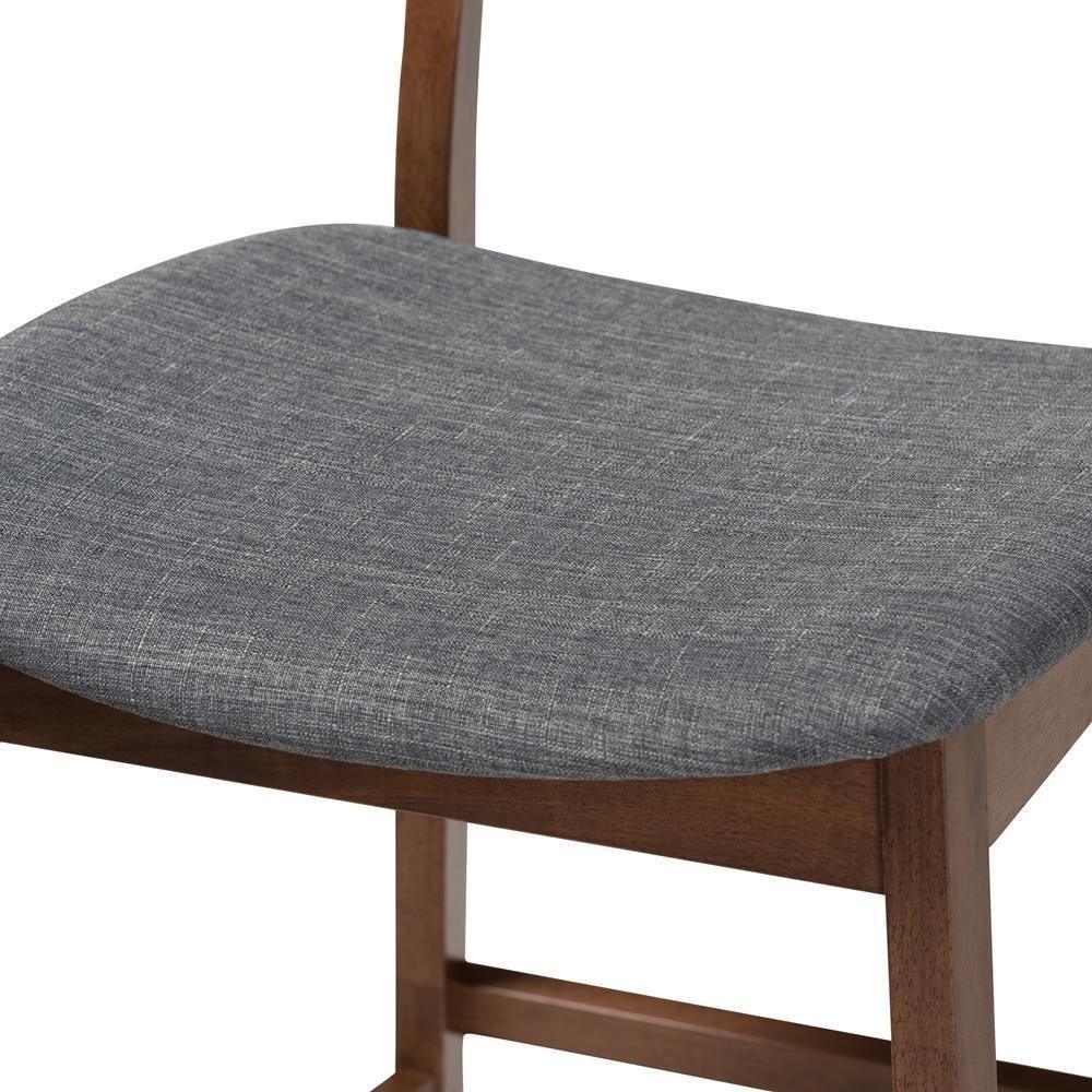 Larine Modern and Contemporary Dark Grey Fabric Upholstered Walnut Finished 2-Piece Wood Counter Stool Set FredCo