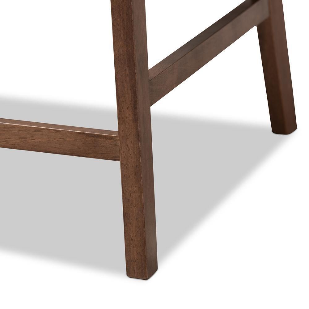 Larine Modern and Contemporary Light Grey Fabric Upholstered Walnut Finished 2-Piece Wood Counter Stool Set FredCo