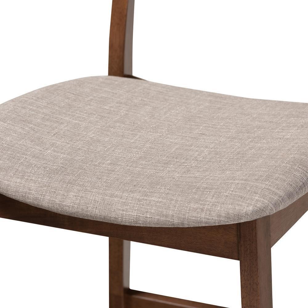 Larine Modern and Contemporary Light Grey Fabric Upholstered Walnut Finished 2-Piece Wood Counter Stool Set FredCo