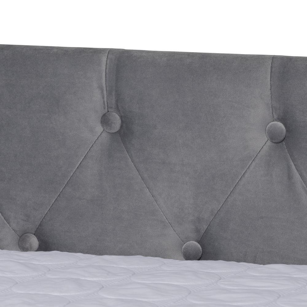 Larkin Modern and Contemporary Grey Velvet Fabric Upholstered Full Size Daybed with Trundle FredCo