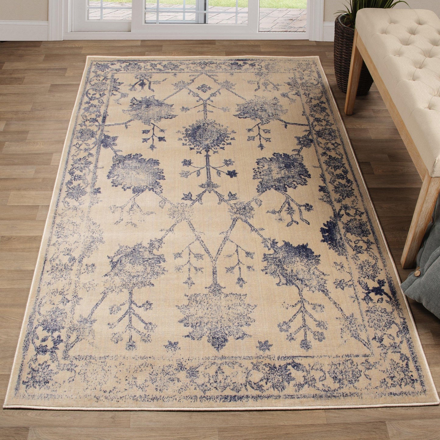 Larkspur Vintage Floral Distressed Rug, Floral FredCo
