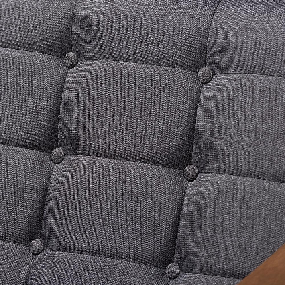 Larsen Mid-Century Modern Gray Fabric Upholstered Walnut Wood Lounge Chair FredCo