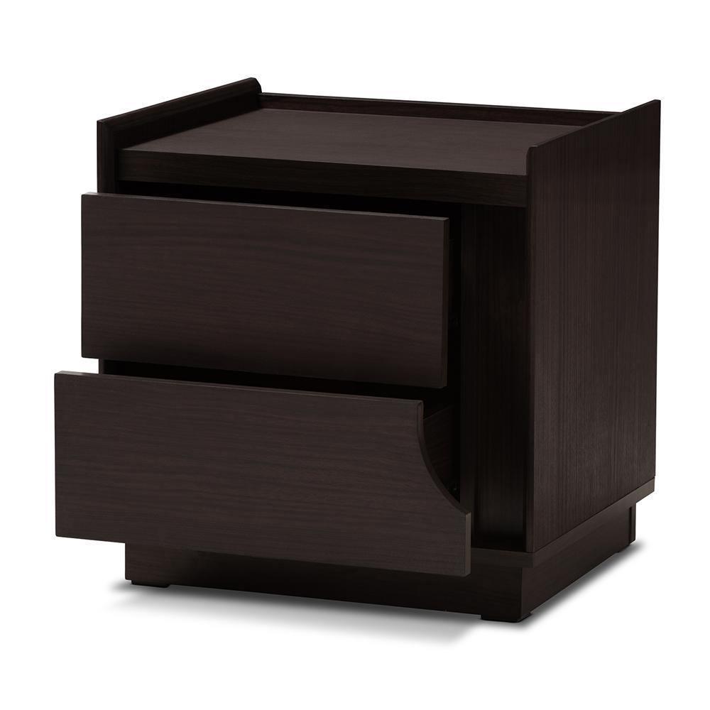 Larsine Modern and Contemporary Brown Finished 2-Drawer Nightstand FredCo
