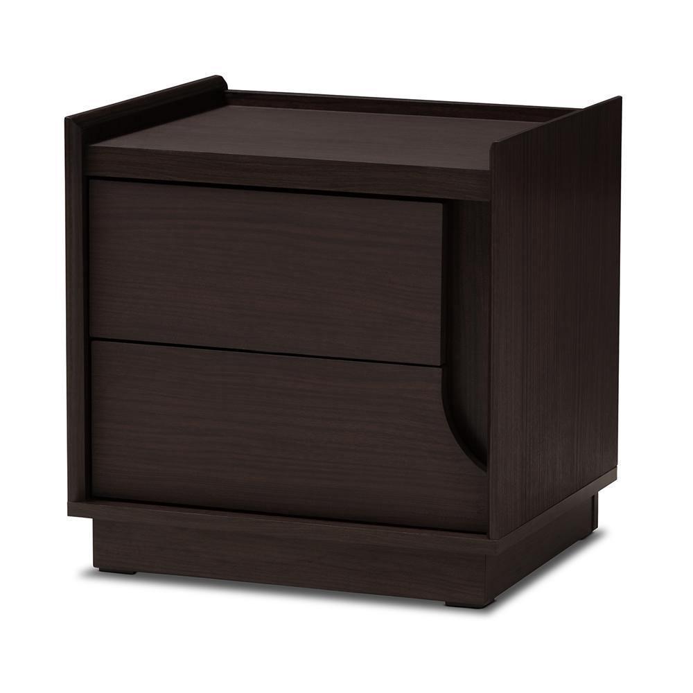 Larsine Modern and Contemporary Brown Finished 2-Drawer Nightstand FredCo