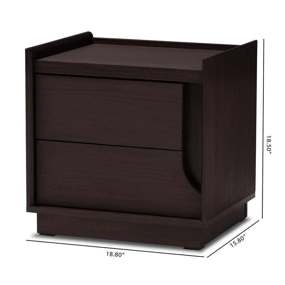 Larsine Modern and Contemporary Brown Finished 2-Drawer Nightstand FredCo