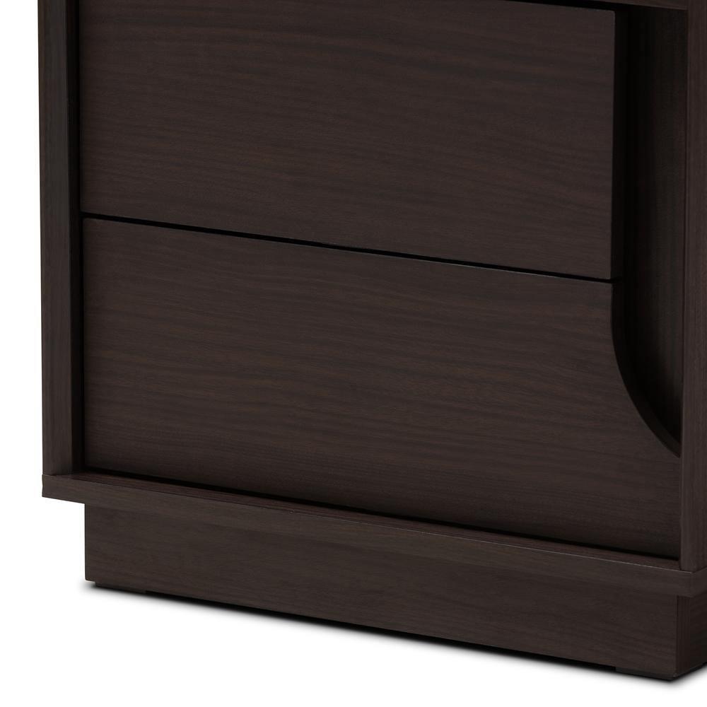 Larsine Modern and Contemporary Brown Finished 2-Drawer Nightstand FredCo