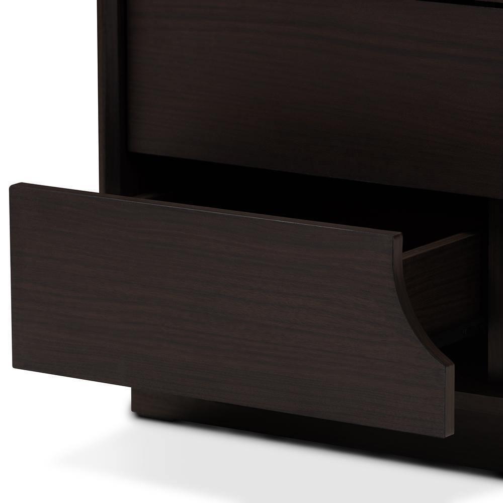 Larsine Modern and Contemporary Brown Finished 2-Drawer Nightstand FredCo