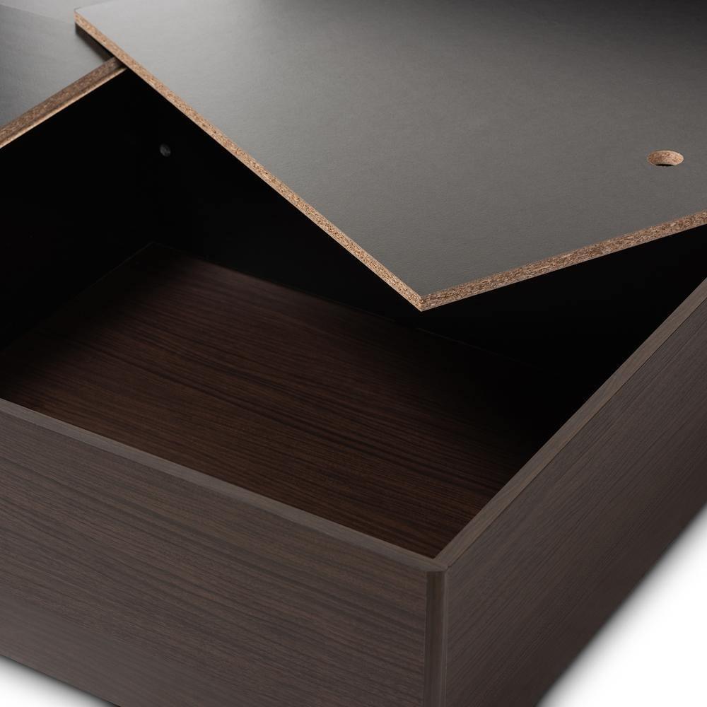 Larsine Modern and Contemporary Brown Finished Queen Size Platform Storage Bed FredCo