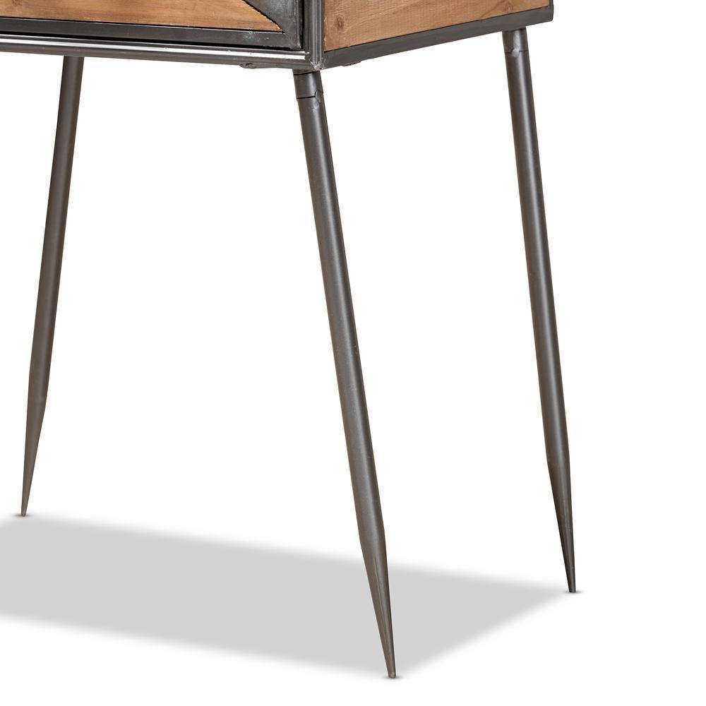 Laurel Rustic Industrial Antique Grey Finished Metal and Whitewashed Oak Brown Finished Wood 1-Drawer Nightstand FredCo