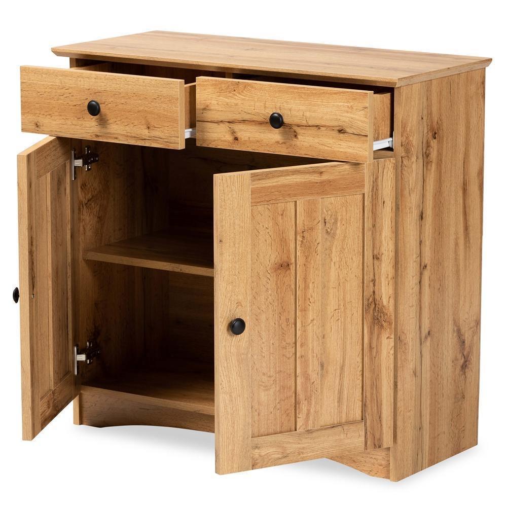 Lauren Modern and Contemporary Oak Brown Finished Wood 2-Door Buffet Kitchen Cabinet FredCo