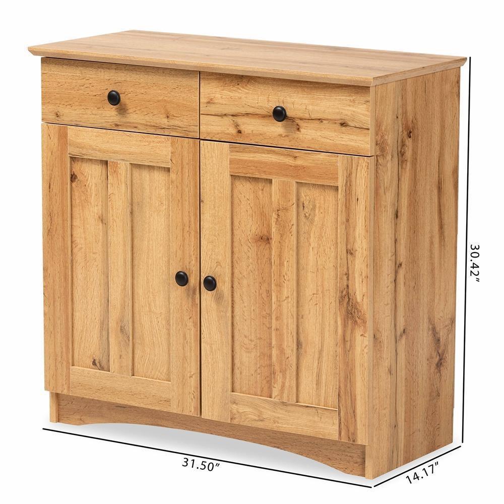 Lauren Modern and Contemporary Oak Brown Finished Wood 2-Door Buffet Kitchen Cabinet FredCo