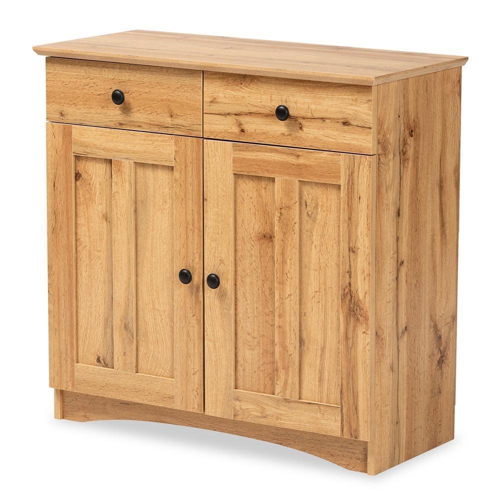 Lauren Modern and Contemporary Oak Brown Finished Wood 2-Door Buffet Kitchen Cabinet FredCo