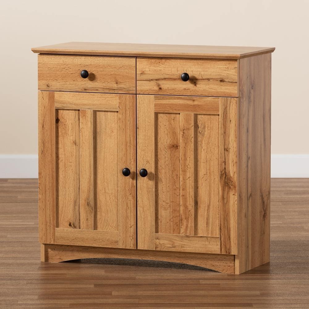 Lauren Modern and Contemporary Oak Brown Finished Wood 2-Door Buffet Kitchen Cabinet FredCo