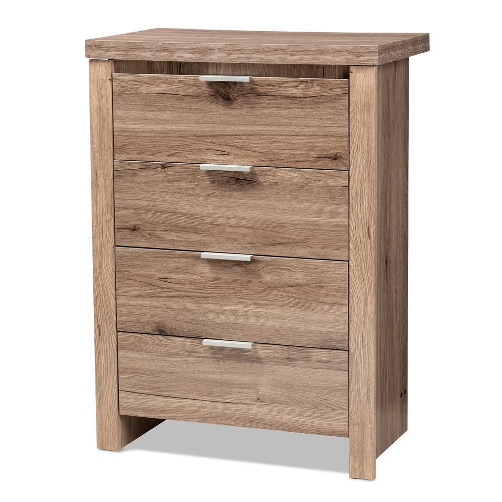 Laverne Modern and Contemporary Oak Brown Finished 4-Drawer Chest FredCo