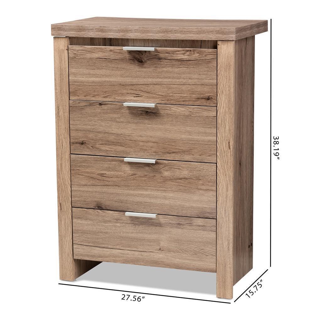 Laverne Modern and Contemporary Oak Brown Finished 4-Drawer Chest FredCo