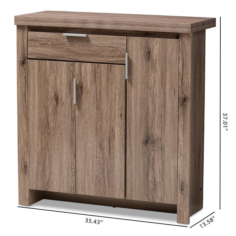 Laverne Modern and Contemporary Oak Brown Finished Shoe Cabinet FredCo