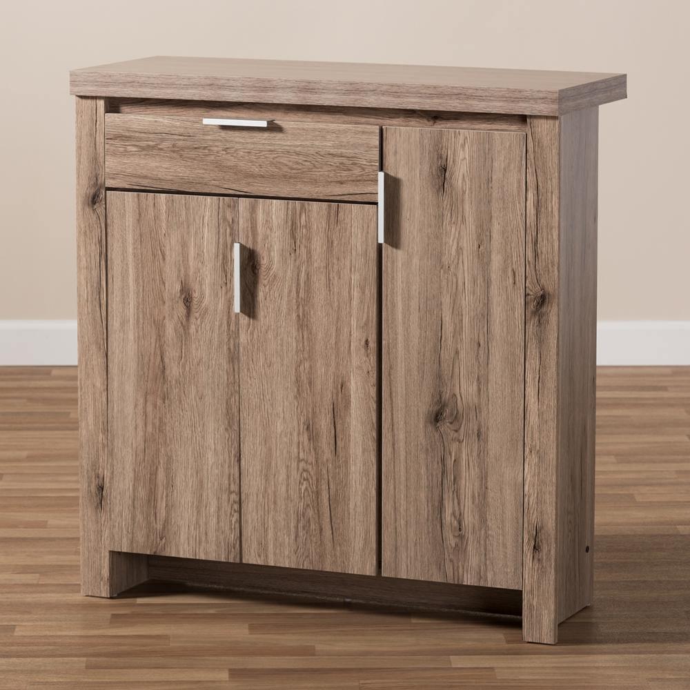 Laverne Modern and Contemporary Oak Brown Finished Shoe Cabinet FredCo