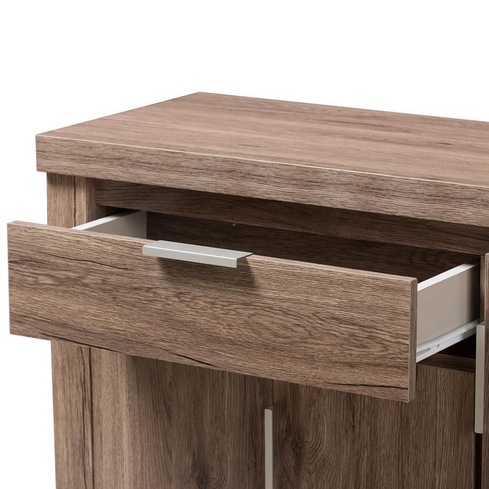 Laverne Modern and Contemporary Oak Brown Finished Shoe Cabinet FredCo
