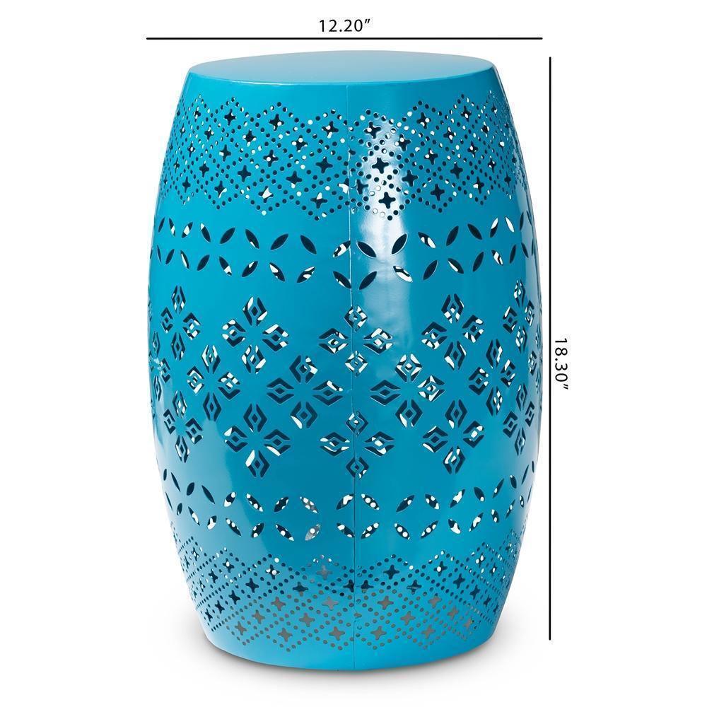 Lavinia Modern and Contemporary Blue Finished Metal Outdoor Side Table FredCo