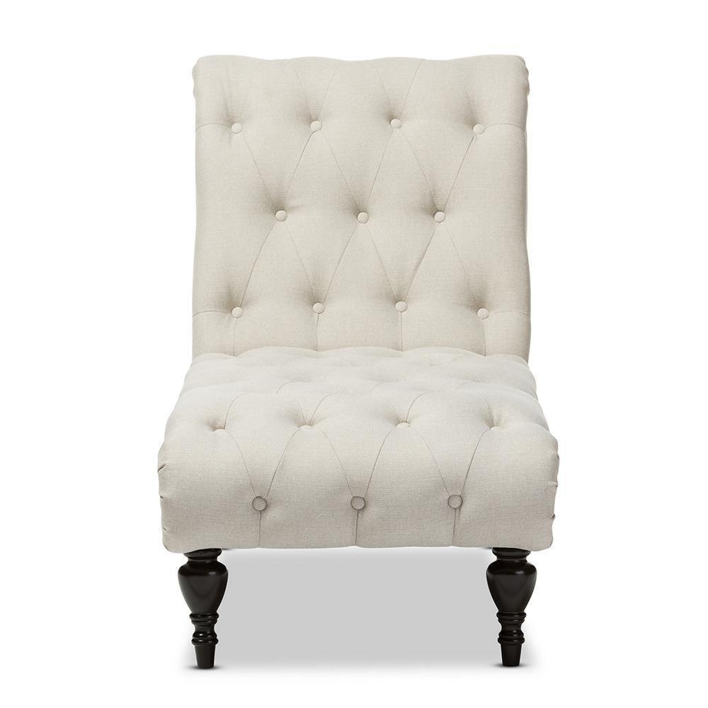 Layla Mid-century Modern Light Beige Fabric Upholstered Button-tufted Chaise Lounge FredCo