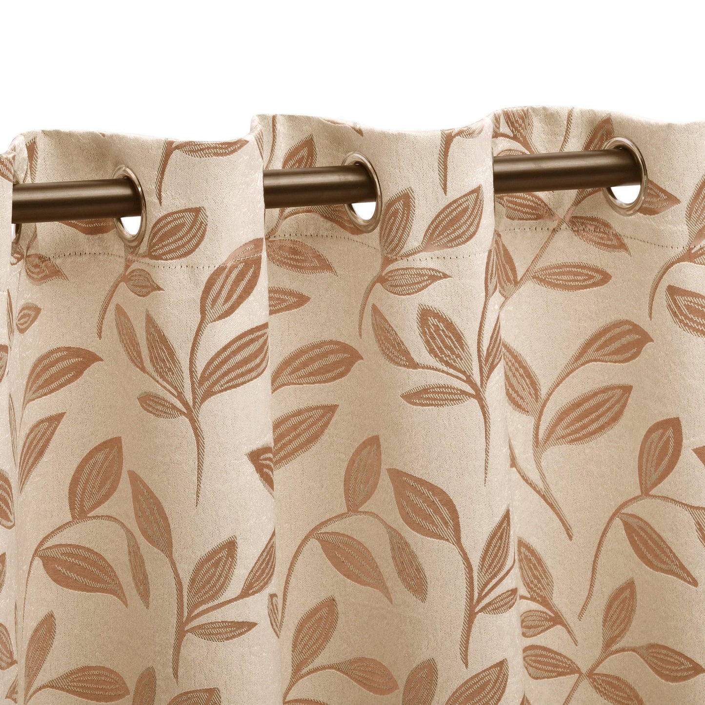 Leaves Jacquard Thermal Insulated Blackout Grommet Panel Curtain Set FredCo