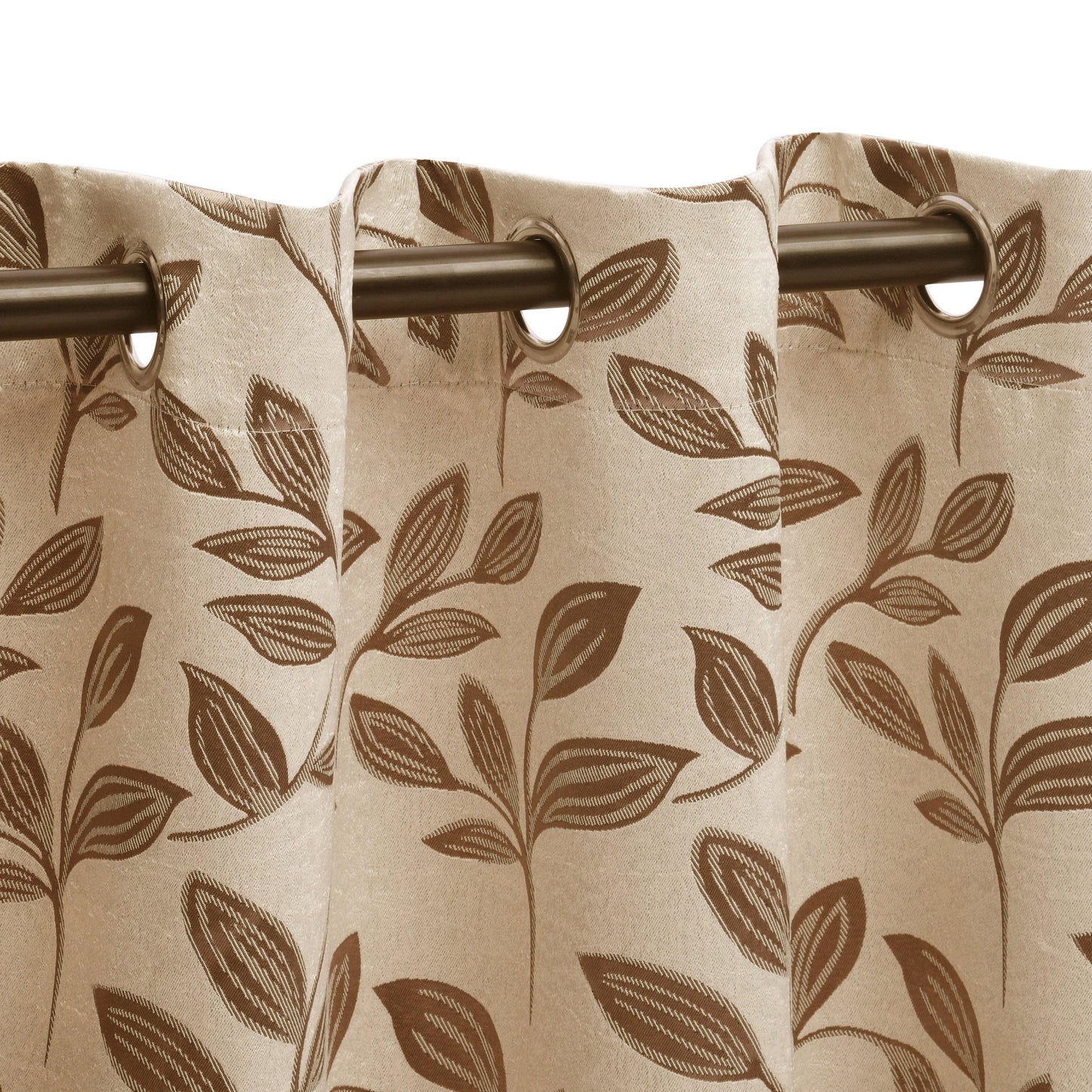 Leaves Jacquard Thermal Insulated Blackout Grommet Panel Curtain Set FredCo