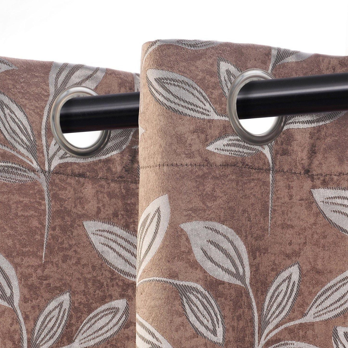 Leaves Jacquard Thermal Insulated Blackout Grommet Panel Curtain Set FredCo