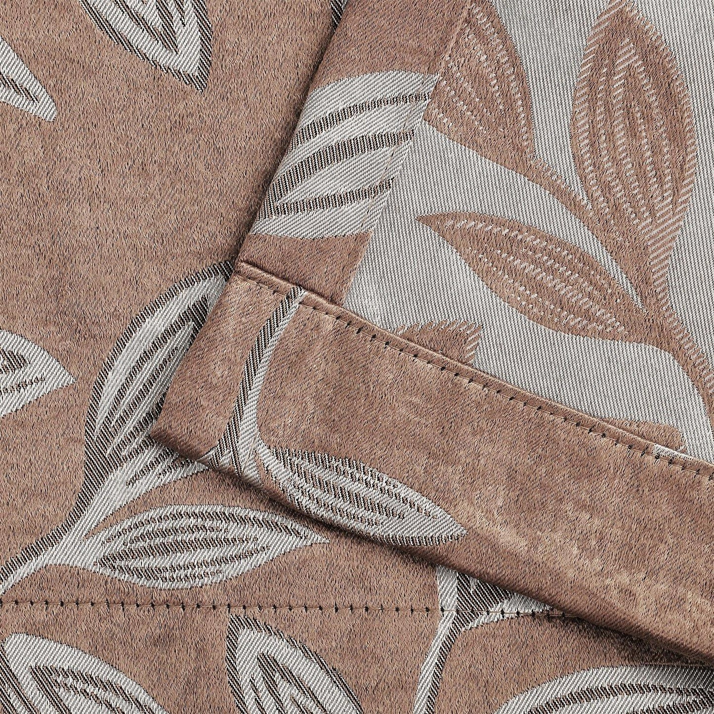 Leaves Jacquard Thermal Insulated Blackout Grommet Panel Curtain Set FredCo