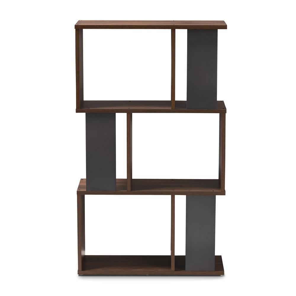 Legende Modern and Contemporary Brown and Dark Grey Finished Display Bookcase FredCo