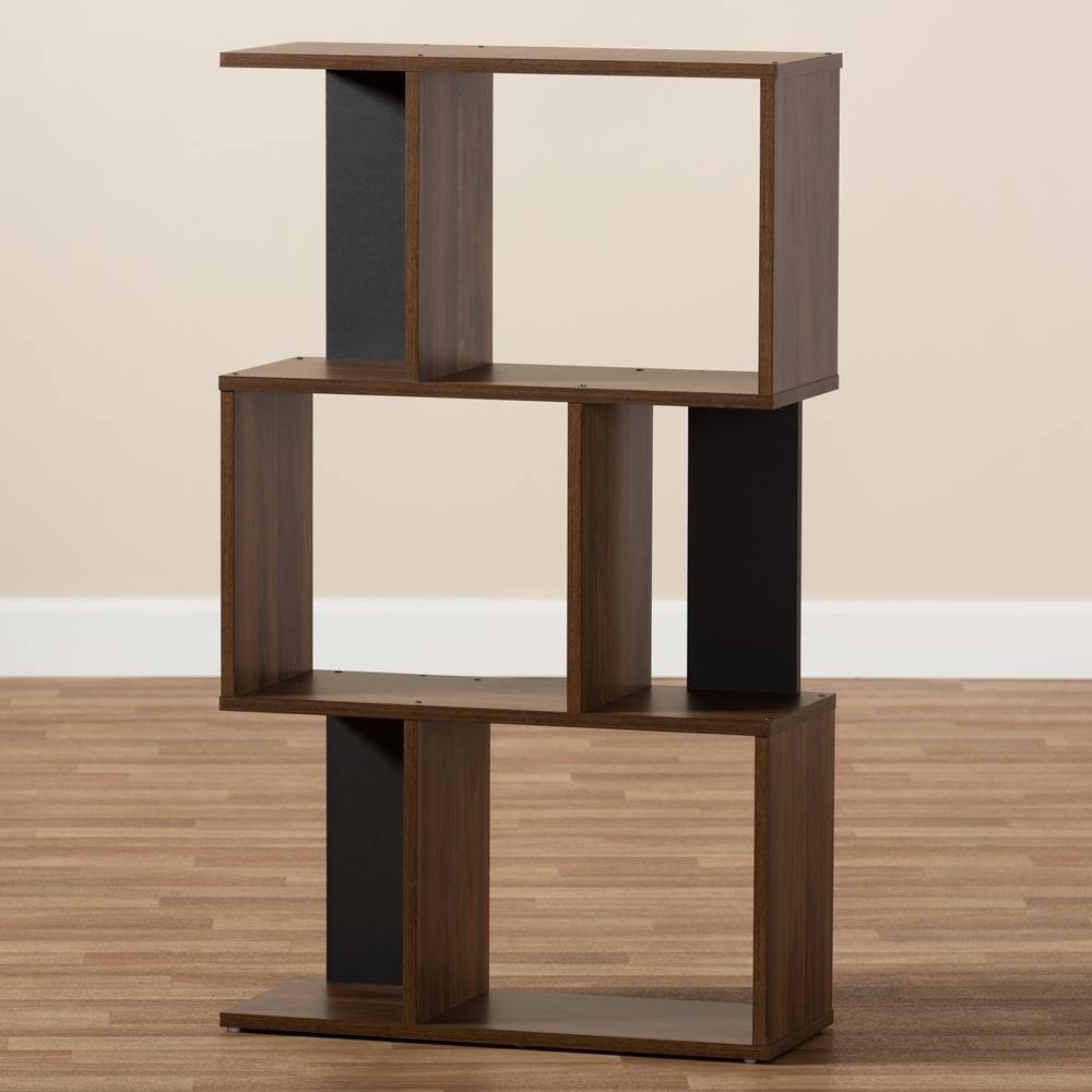 Legende Modern and Contemporary Brown and Dark Grey Finished Display Bookcase FredCo