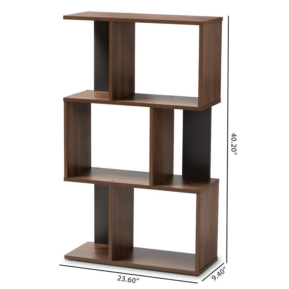 Legende Modern and Contemporary Brown and Dark Grey Finished Display Bookcase FredCo