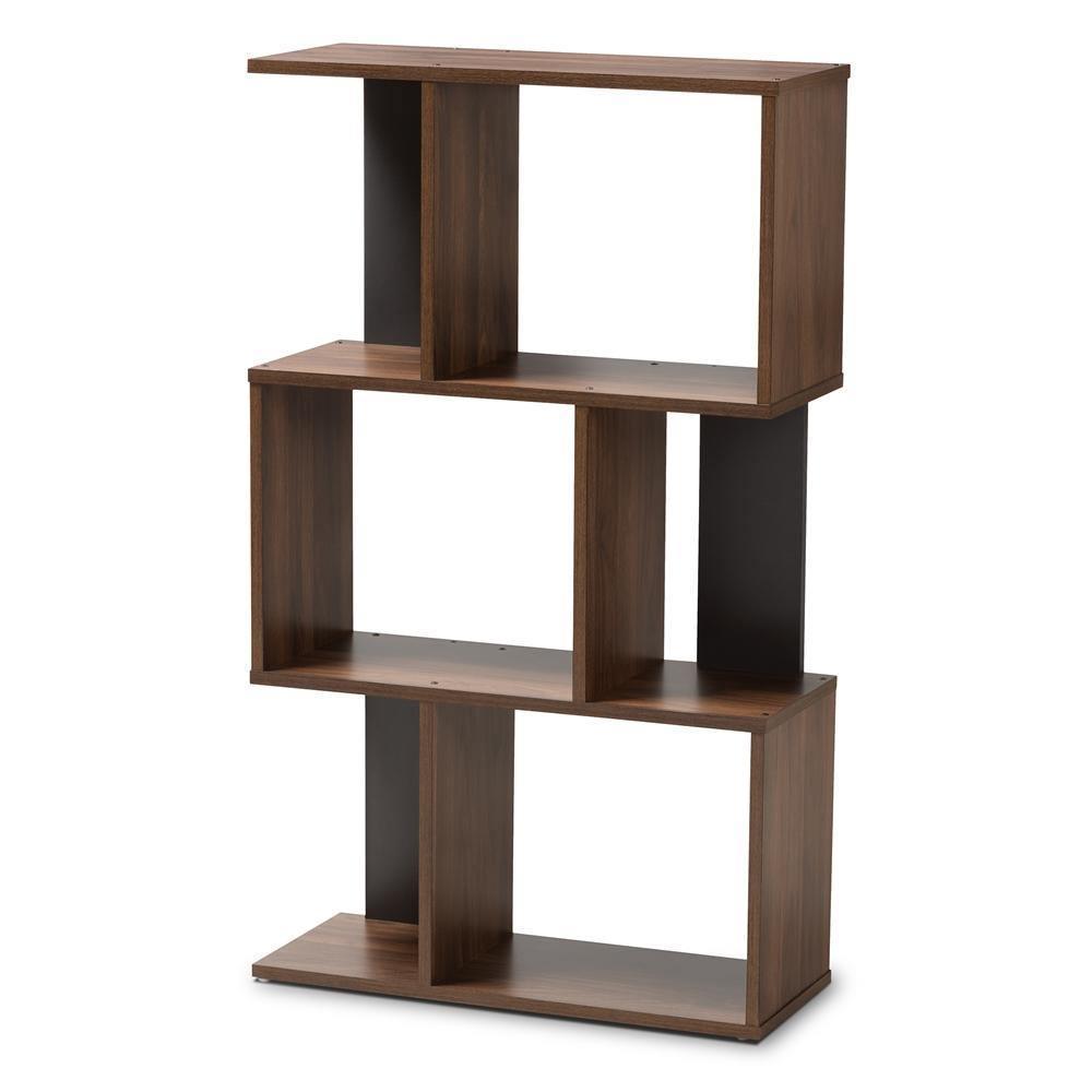 Legende Modern and Contemporary Brown and Dark Grey Finished Display Bookcase FredCo