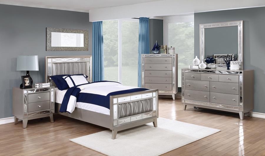 Leighton Bedroom Set Metallic Mercury Coaster Twin, 4 Piece FredCo