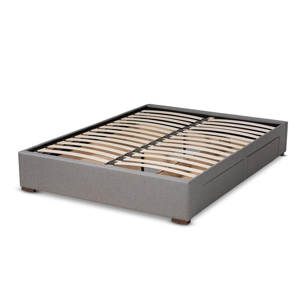 Leni Modern and Contemporary Light Grey Fabric Upholstered 4-Drawer Queen Size Platform Storage Bed Frame FredCo