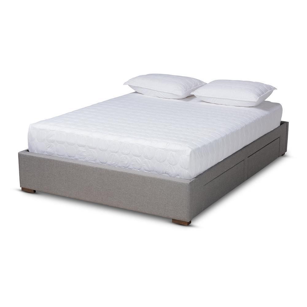 Leni Modern and Contemporary Light Grey Fabric Upholstered 4-Drawer Queen Size Platform Storage Bed Frame FredCo