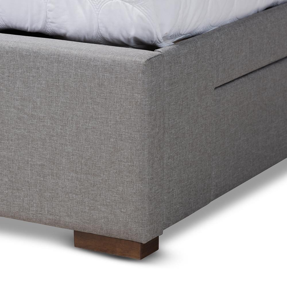 Leni Modern and Contemporary Light Grey Fabric Upholstered 4-Drawer Queen Size Platform Storage Bed Frame FredCo