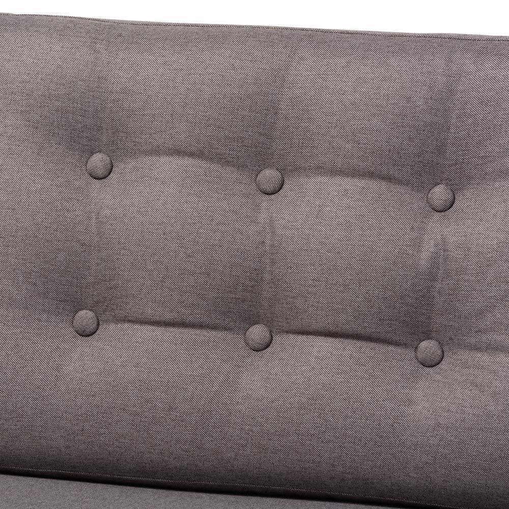 Lenne Mid-Century Modern Grey Fabric Upholstered Walnut Finished 3-Piece Living Room Set FredCo