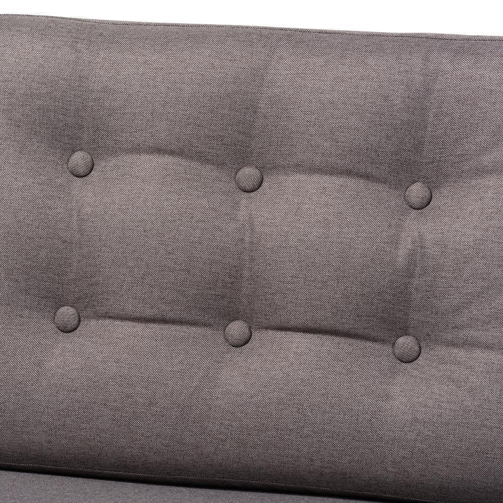 Lenne Mid-Century Modern Grey Fabric Upholstered Walnut Finished Sofa FredCo