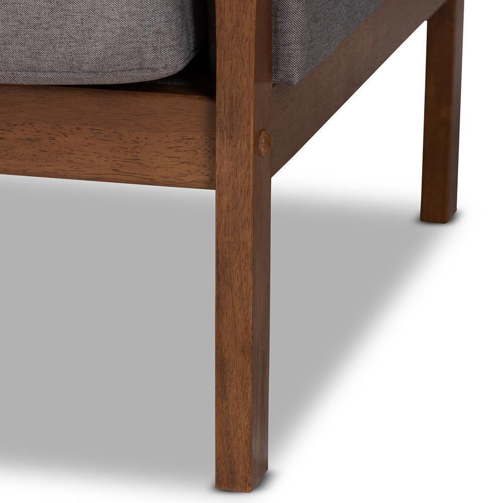 Lenne Mid-Century Modern Grey Fabric Upholstered Walnut Finished Sofa FredCo