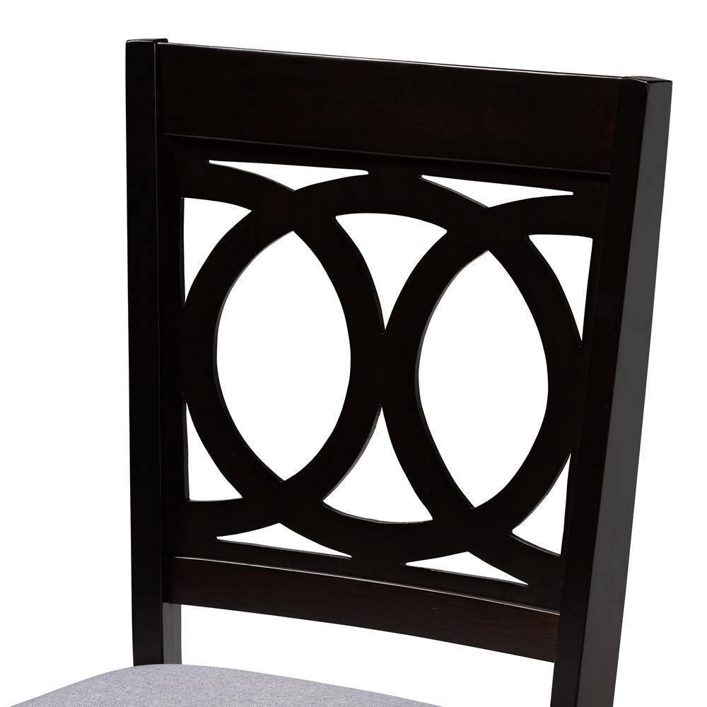 Lenoir Modern and Contemporary Gray Fabric Upholstered Espresso Brown Finished Wood 5-Piece Dining Set FredCo