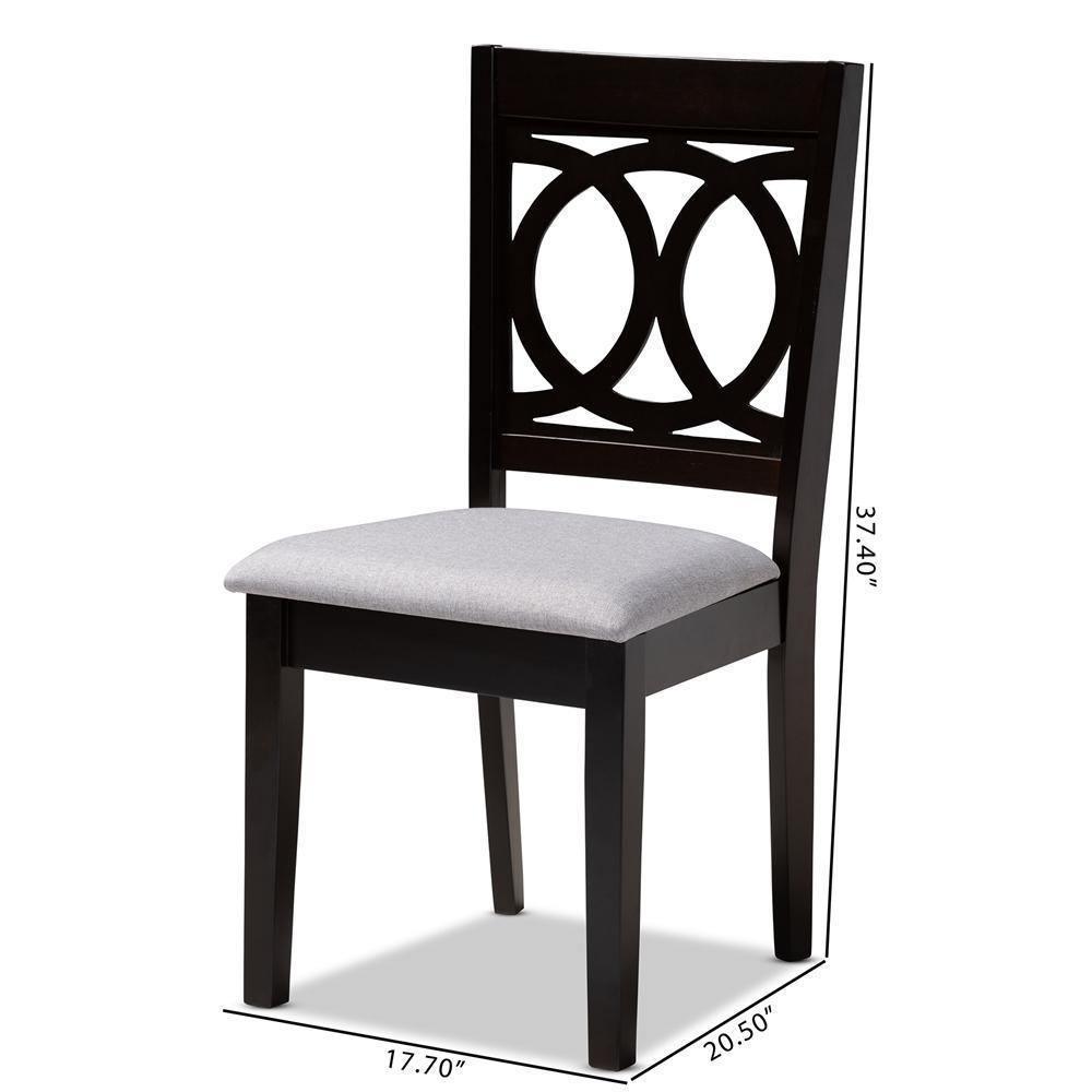Lenoir Modern and Contemporary Gray Fabric Upholstered Espresso Brown Finished Wood Dining Chair Set of 4 FredCo