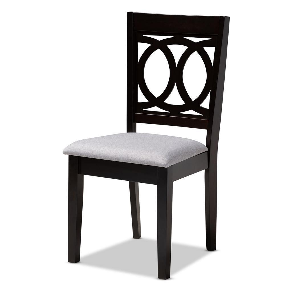 Lenoir Modern and Contemporary Gray Fabric Upholstered Espresso Brown Finished Wood Dining Chair Set of 4 FredCo