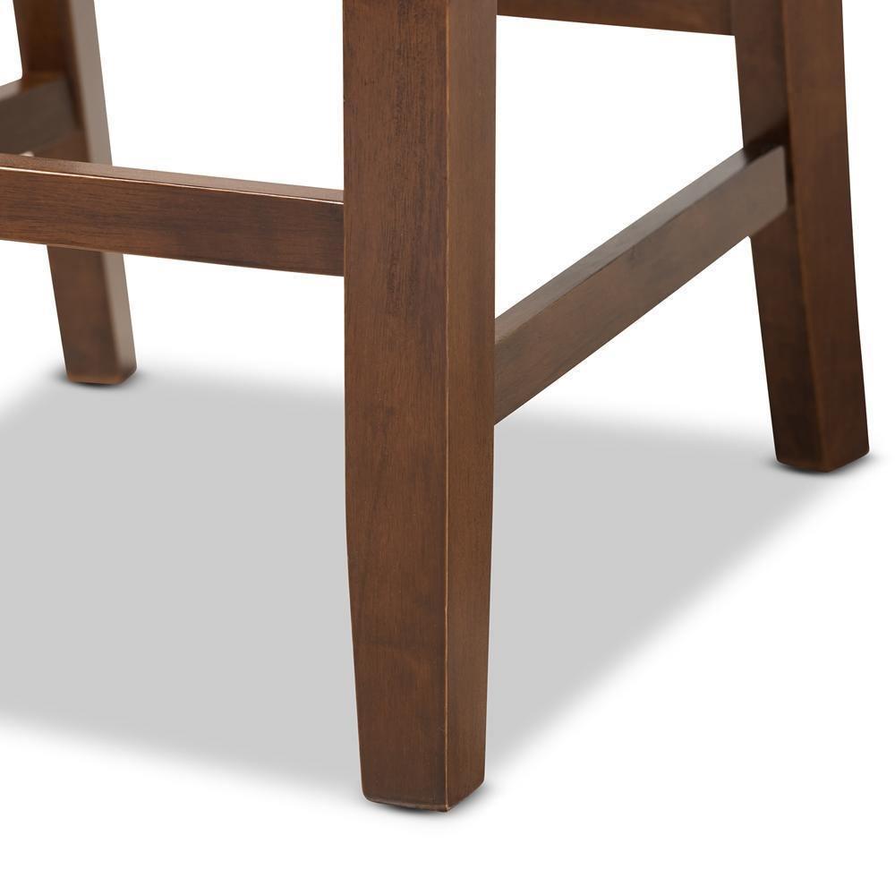 Lenoir Modern and Contemporary Grey Fabric Upholstered Walnut Brown Finished Wood 2-Piece Counter Height Pub Chair Set FredCo