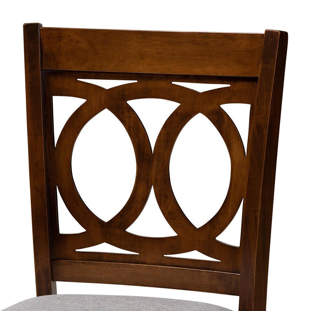 Lenoir Modern and Contemporary Grey Fabric Upholstered Walnut Brown Finished Wood 2-Piece Counter Height Pub Chair Set FredCo