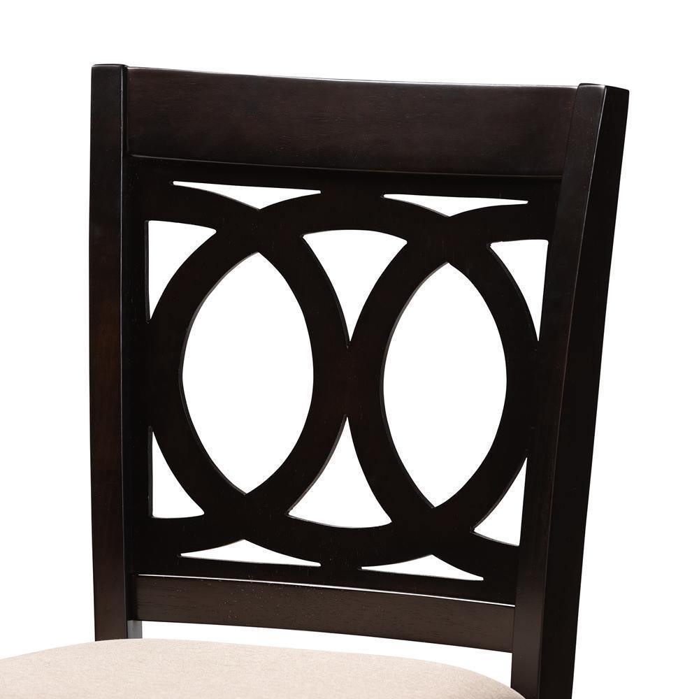 Lenoir Modern and Contemporary Sand Fabric Upholstered Espresso Brown Finished 5-Piece Wood Pub Set FredCo