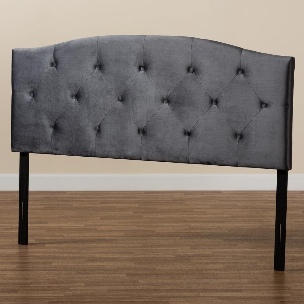 Leone Modern and Contemporary Grey Velvet Fabric Upholstered King Size Headboard FredCo